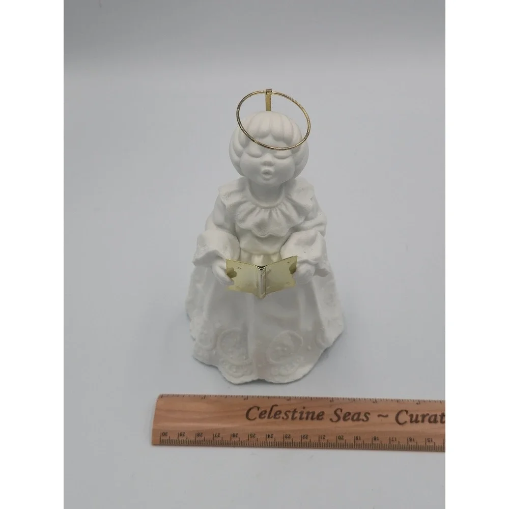Dept 56 Winter Silhouette White Bisque Angel & Frosted Glass Faith Figurine Lot